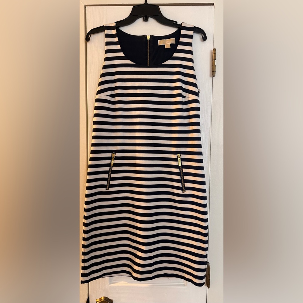 Michael Kors Navy and White Striped Dress